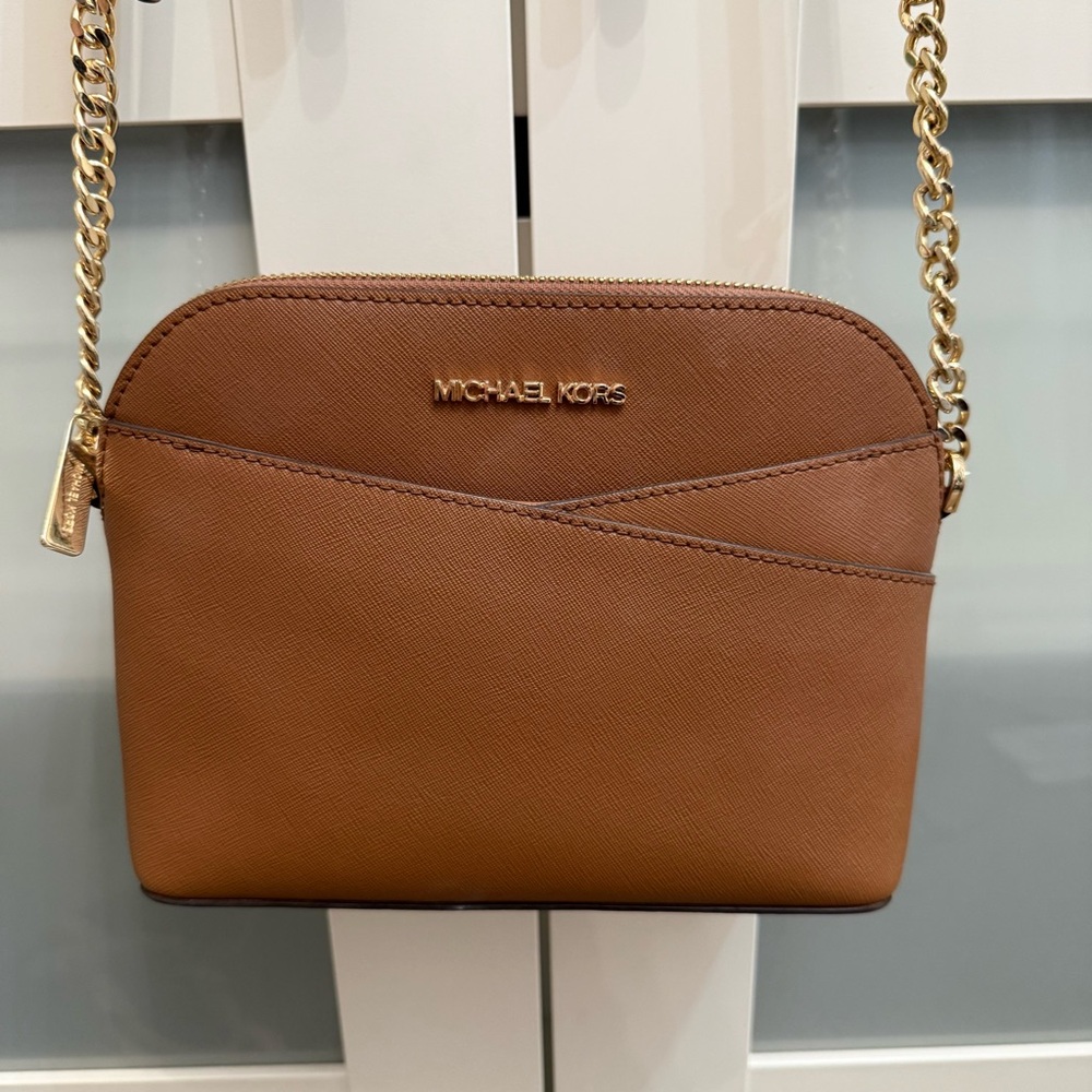 Michael Kors Tan Crossbody Bag with Gold Chain